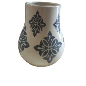 Simply Eclectic Blue Beige Large Ceramic Vase Flower Container Decoration